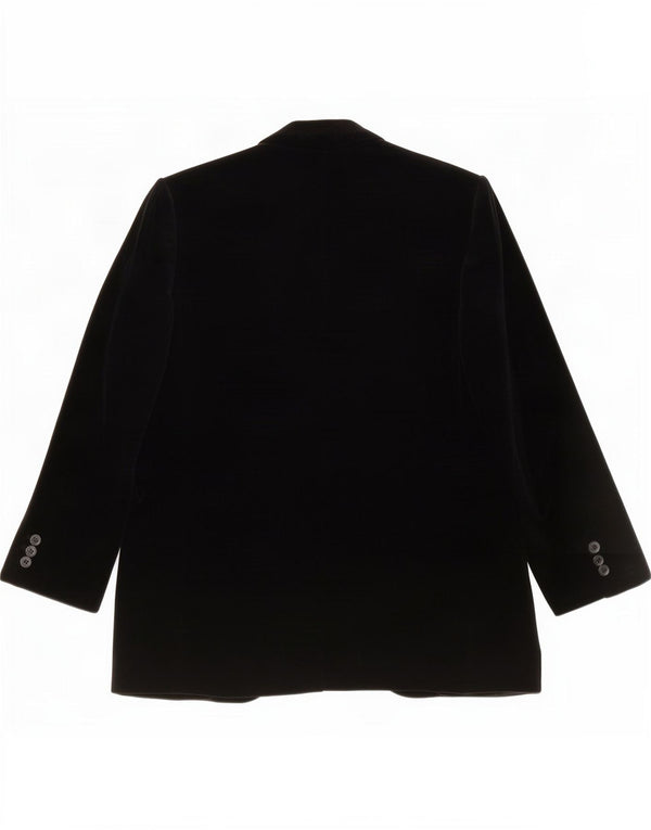 Vintage Mens Velvet Blazer Jacket 1 Button UK 38 Medium Black Cotton