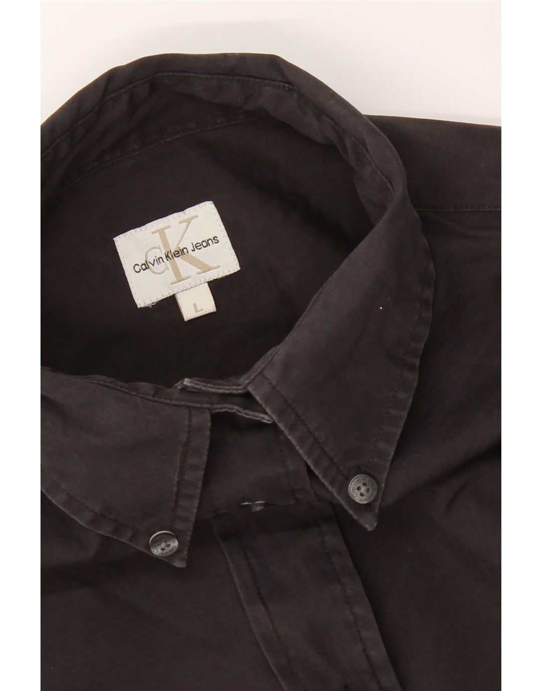 CALVIN KLEIN Womens Shirt UK 16 Large Black Cotton Vintage Calvin Klein and Second-Hand Calvin Klein from Messina Hembry 