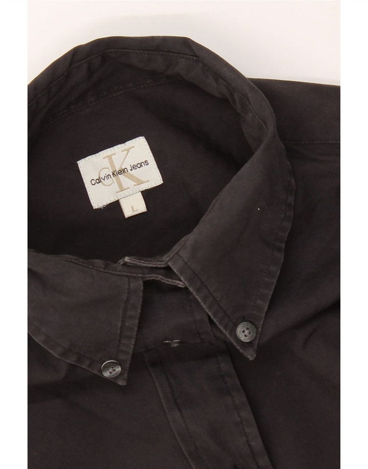 CALVIN KLEIN Womens Shirt UK 16 Large Black Cotton Vintage Calvin Klein and Second-Hand Calvin Klein from Messina Hembry 