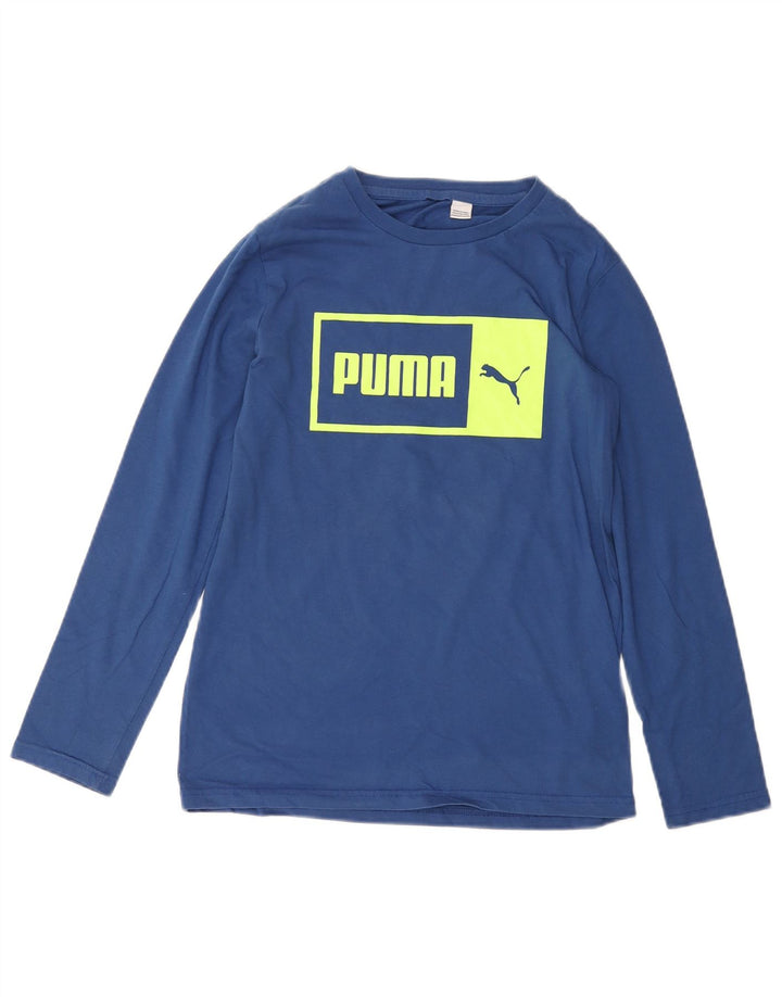 PUMA muška majica dugih rukava s grafikama, mala, plava pamučna