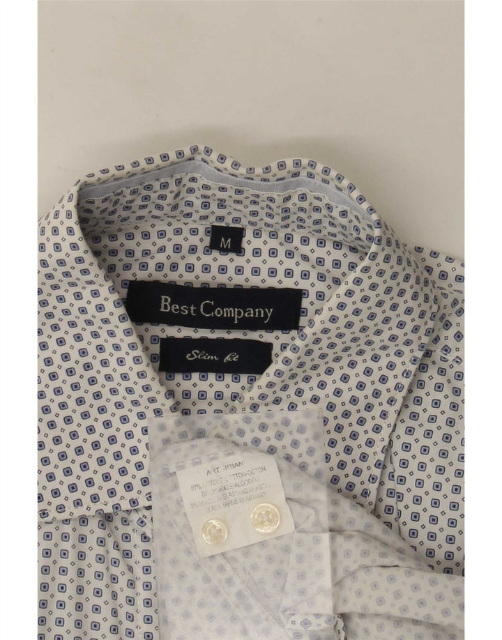 Best Company muška uska košulja od srednje bijelog pamuka na točkice
