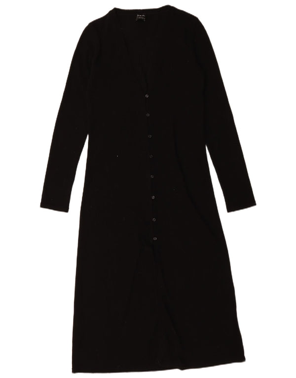 Zara Womens Longline Cardigan Sweater UK 10 Small Black Polyester