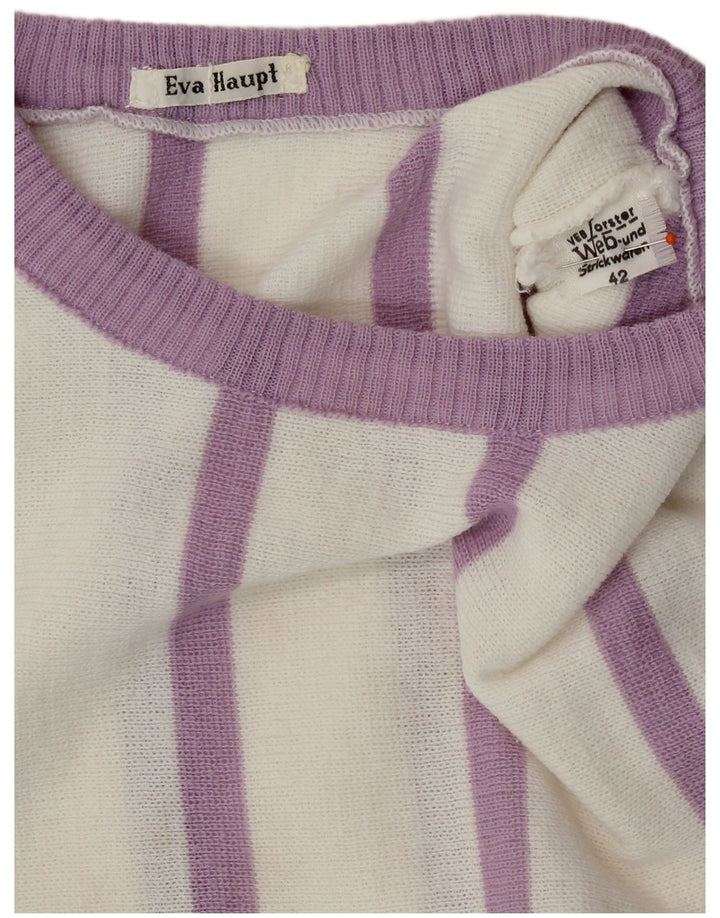 VINTAGE Womens Crew Neck Jumper Sweater IT 42 Medium White Striped