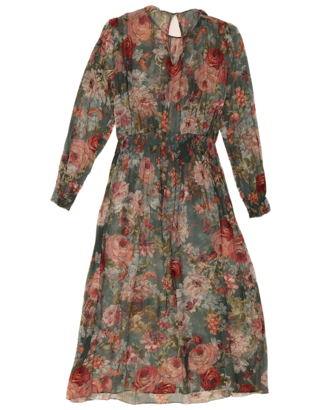 VINTAGE ženska maksi haljina dugih rukava UK 12 srednje raznobojna cvjetna