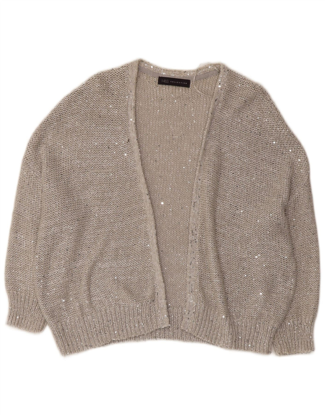 MARKS & SPENCER Ženski otvoreni kardigan pulover s 3/4 rukava UK 14 Veliki sivi