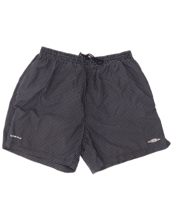 Umbro Mens Sport Shorts 2XL  Navy Blue Check Nylon