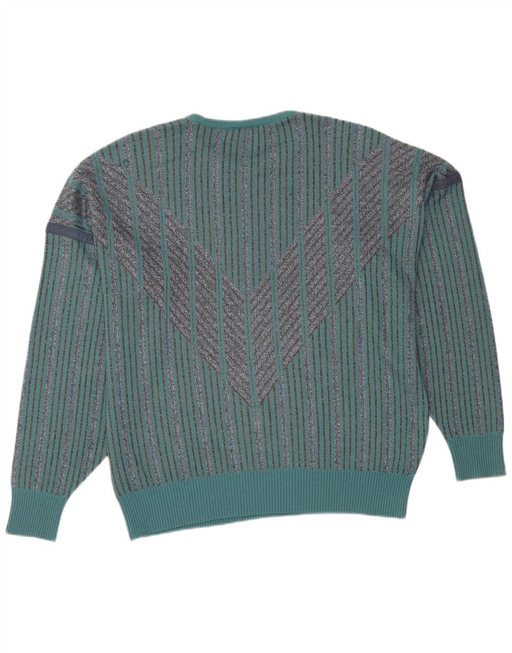 PIERRE SANGAN Muški džemper s okruglim izrezom Veliki plavi prugasti akrilni pulover