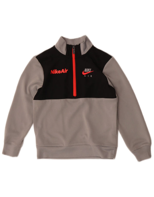 Nike Boys Nike Air Zip Neck Sweatshirt Džemper 5-6 Year Grey Colourblock
