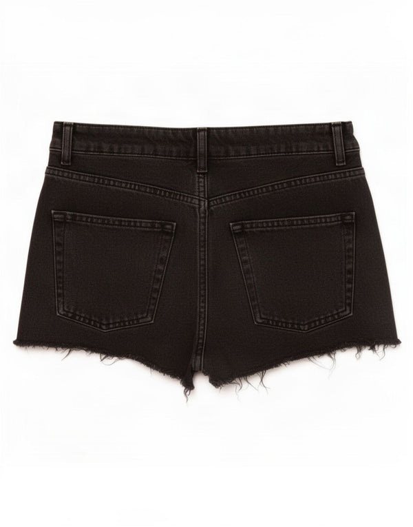 Topshop Ženske kratke traper hlače za mame, UK 10, male W26, crni pamuk