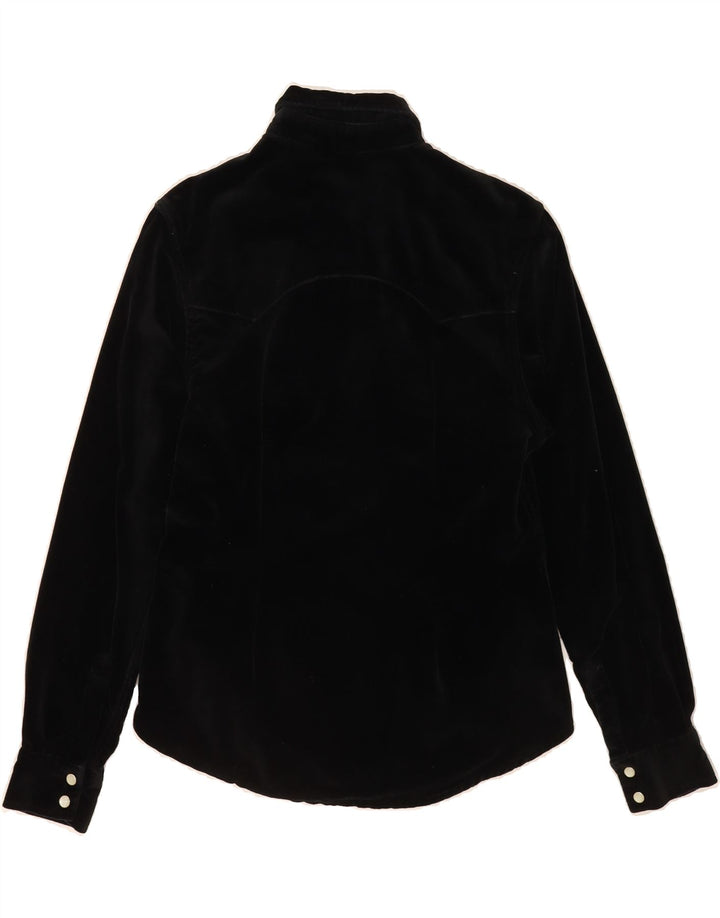 PIT STOP Womens Velvet Shirt UK 12 Medium Black Cotton Vintage Pit Stop and Second-Hand Pit Stop from Messina Hembry 