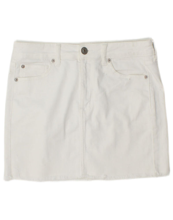 AMERICAN EAGLE Womens Mini Denim Skirt UK 14 Medium W30  White Cotton