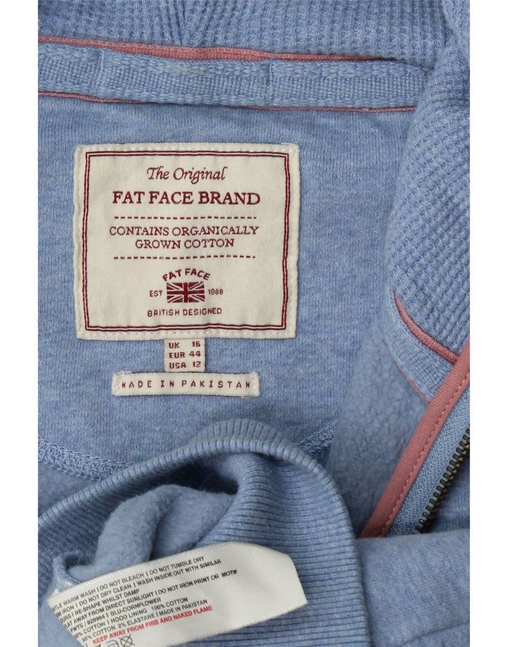 FAT FACE Ženski pulover s kapuljačom s patentnim zatvaračem UK 16 Veliki plavi pamuk