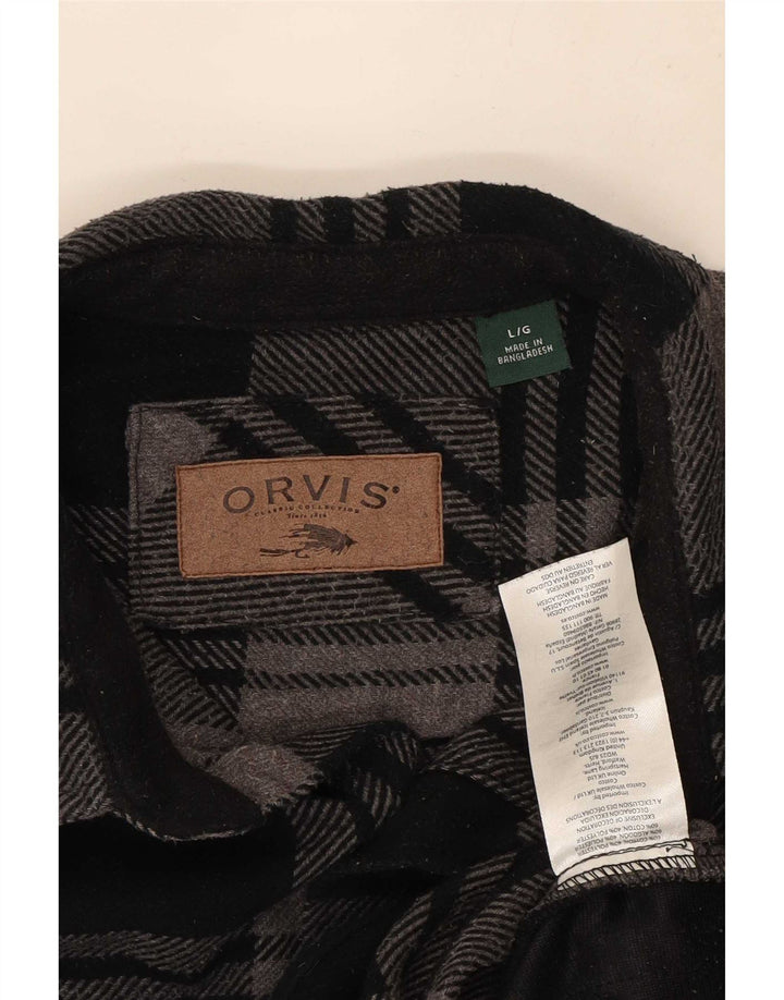 Orvis muška flanelska košulja veliki crni karirani pamuk