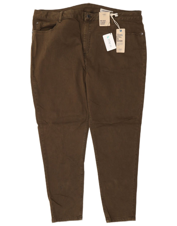 Marks & Spencer ženske super uske traperice srednjeg rasta UK 22 3XL W42 L28 smeđe