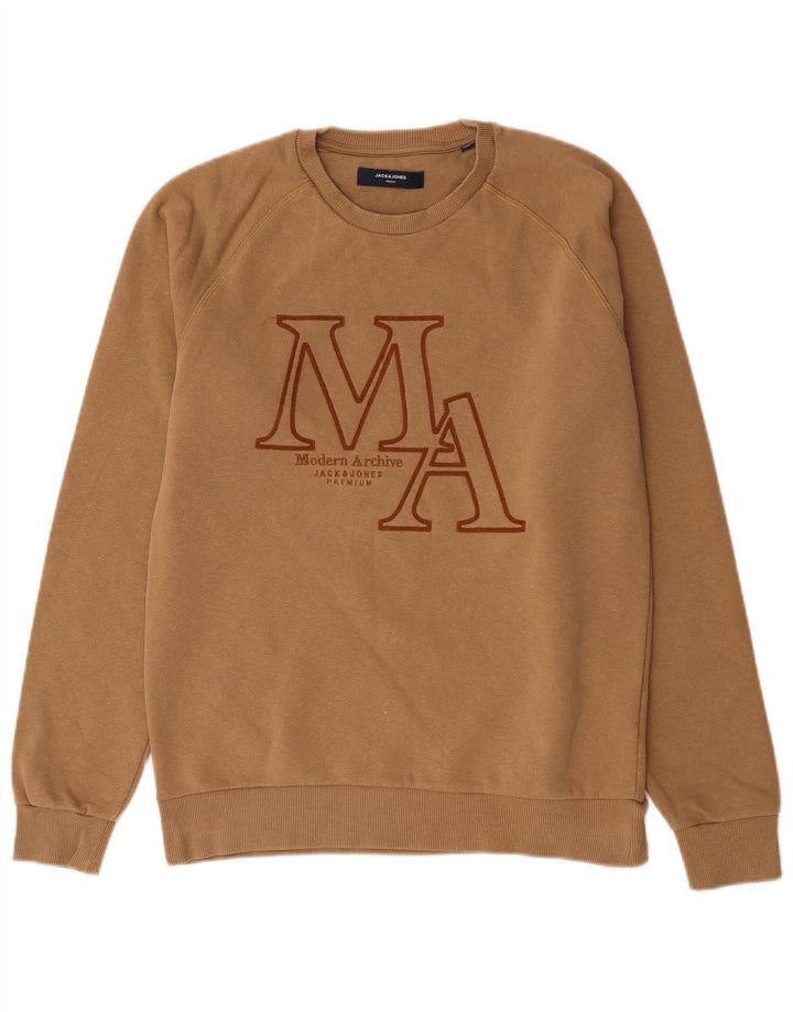 Jack & Jones muška trenirka s grafičkim motivima Srednje bež pamuk