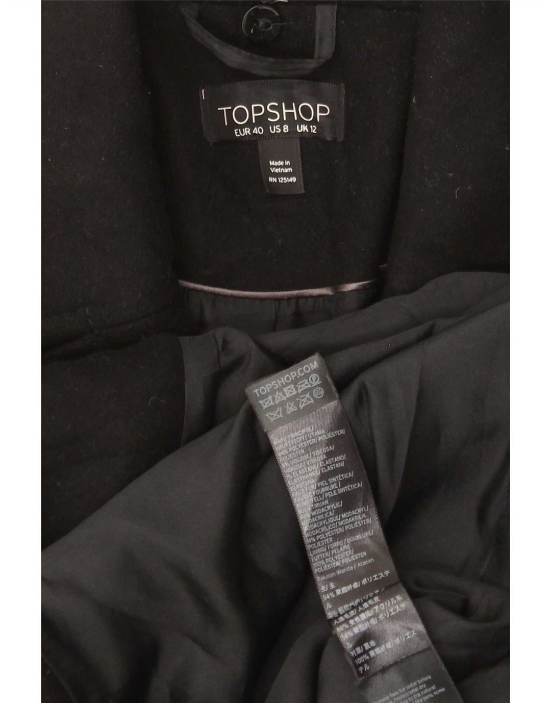 Topshop ženski gornji kaput UK 12 srednji crni poliester
