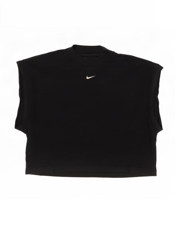 Nike ženska majica kratkih rukava prekomjerne veličine UK 14 Srednje crni pamuk