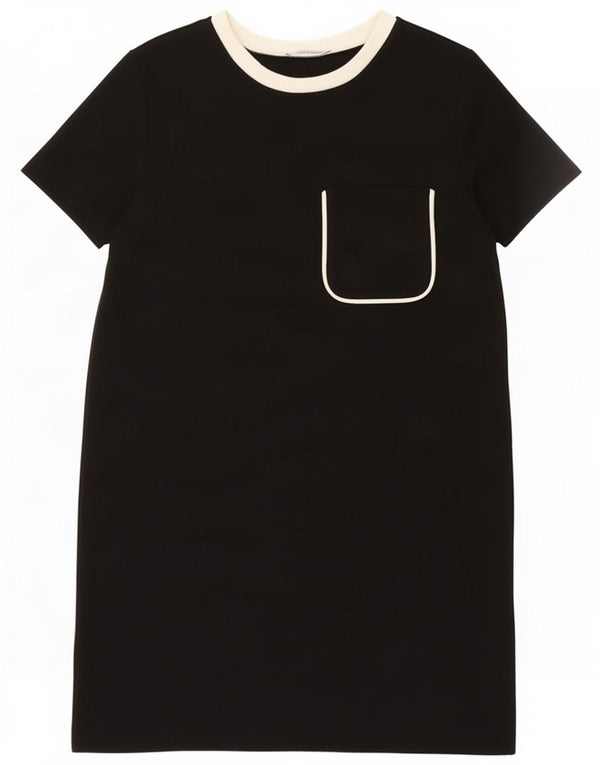 Zara ženska Trafaluc T-shirt haljina UK 12 srednje crna pamuk u blokovima