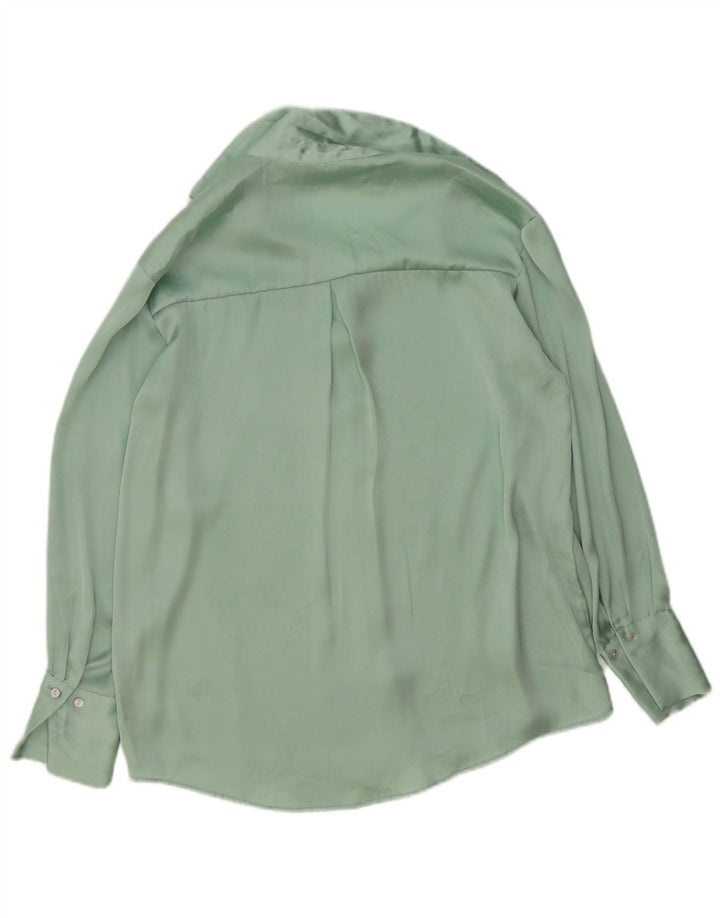 Zara ženska prevelika košulja bluza UK 6 XS zeleni poliester