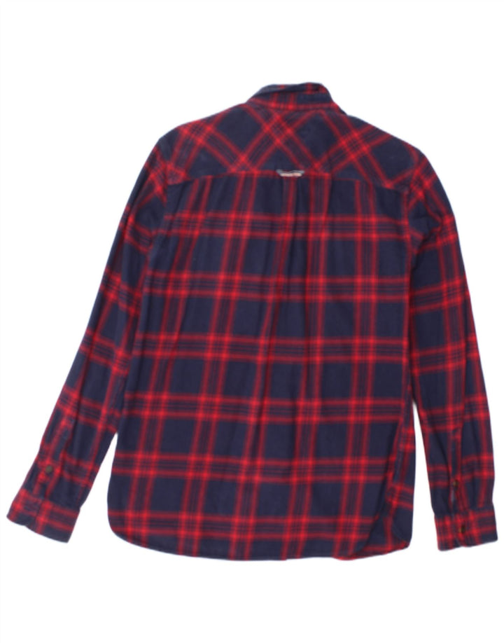 TOMMY HILFIGER Mens Flannel Shirt Medium Red Check Cotton