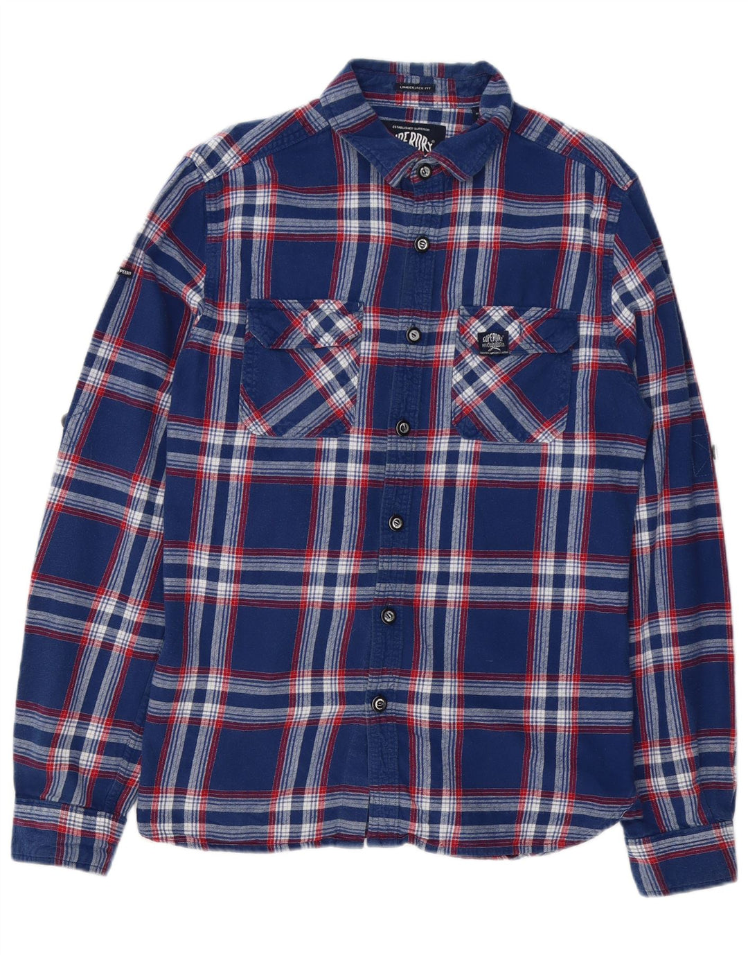 Superdry muška flanelska košulja, veliki tamnoplavi karirani pamuk