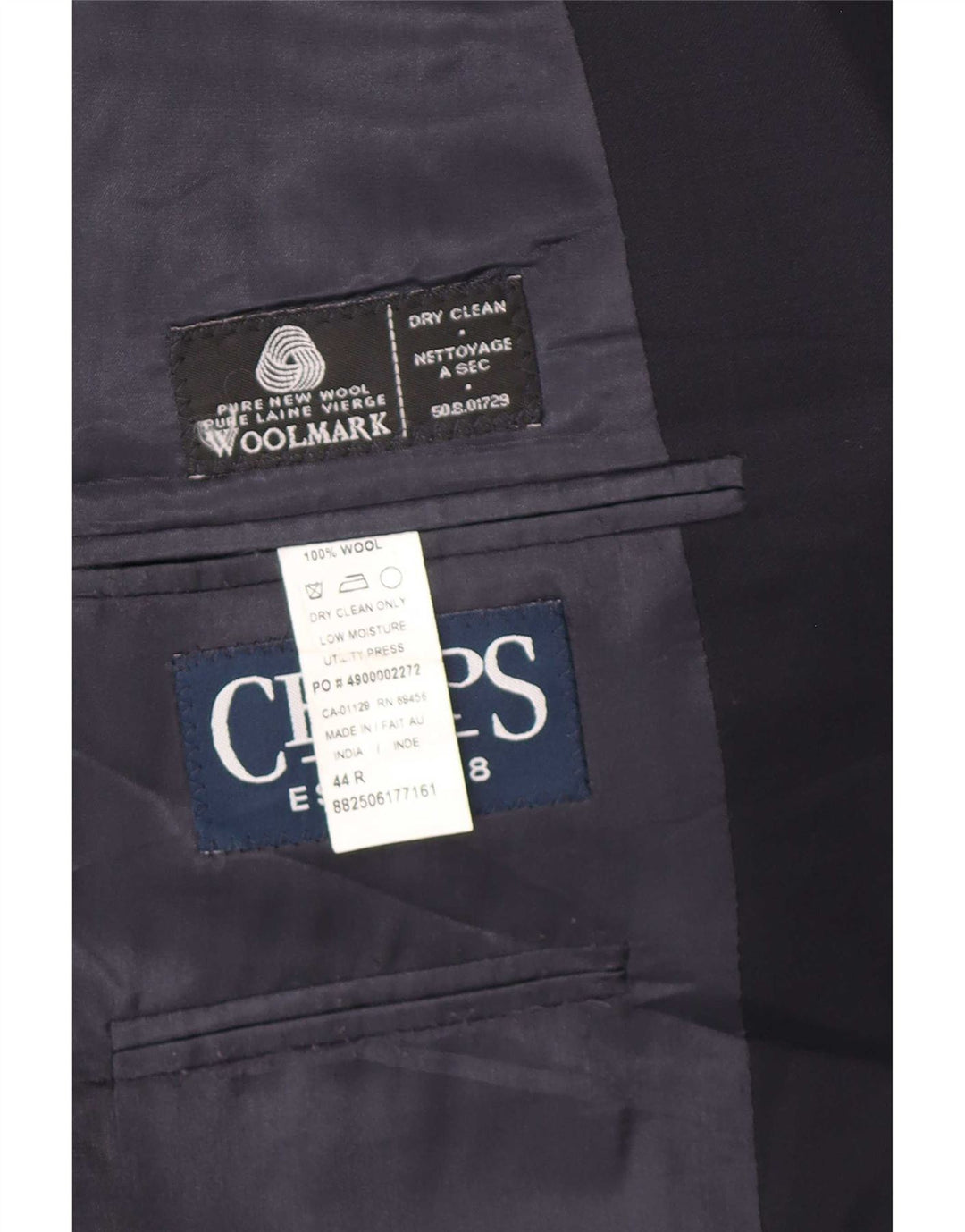 Chaps Muška jakna sako s jednim gumbom Regular Fit UK 44 2XL Mornarsko plava nova vuna