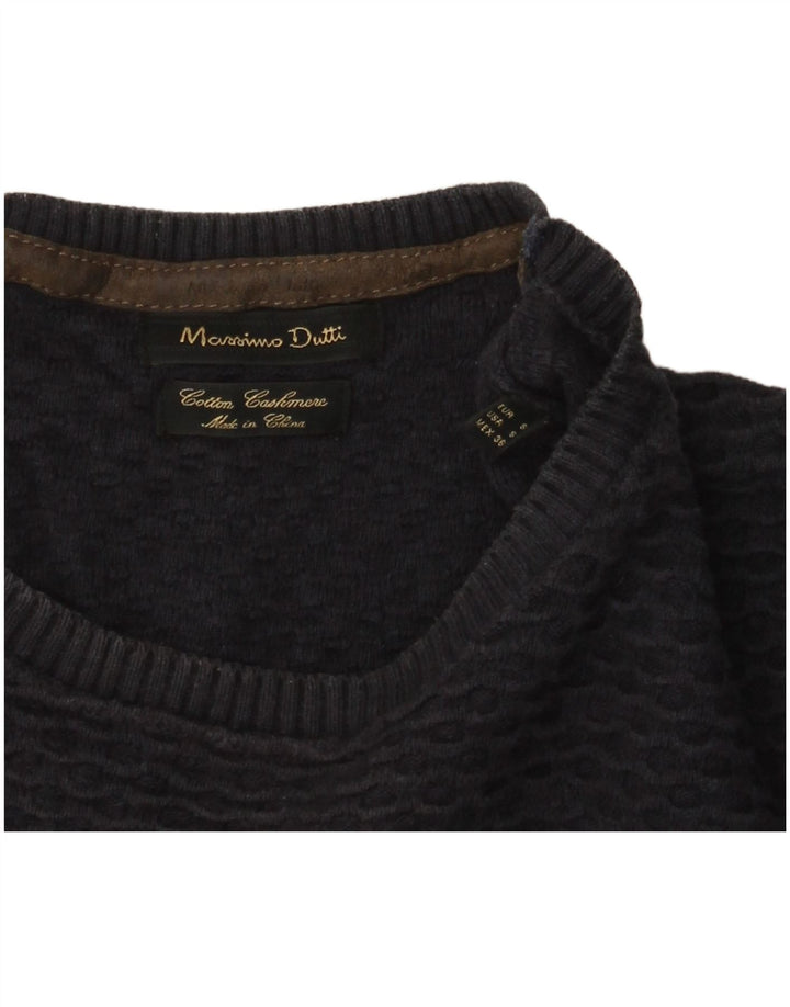 Massimo Dutti muški džemper s okruglim izrezom Mali tamnoplavi pamuk