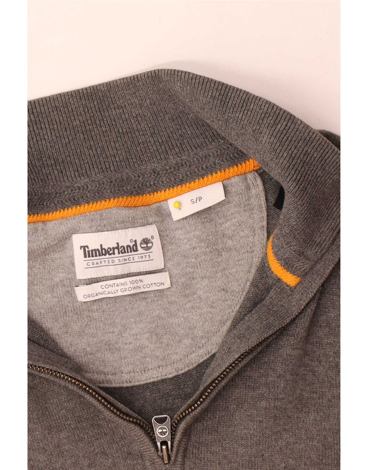 Timberland muški pulover s izrezom i malim sivim pamukom