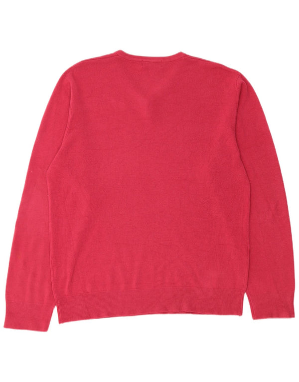 Marks & Spencer Womens V-Neck Jumper Sweater UK 16 Large Pink