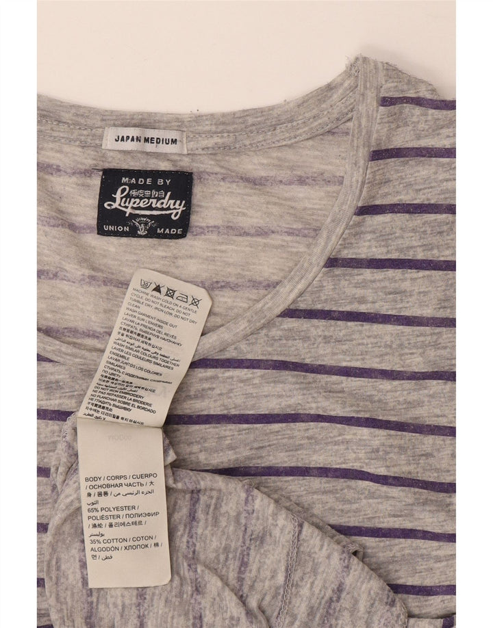 Superdry ženska majica kratkih rukava UK 14 srednje sivi prugasti poliester