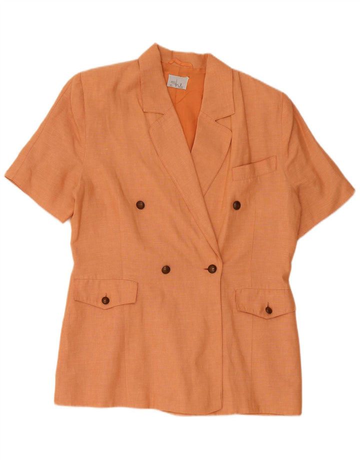 VINTAGE Womens Short Sleeve Blazer Jacket EU 40 Medium Orange