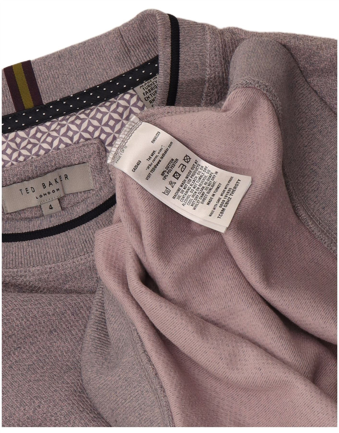 Ted Baker Muška majica s kratkim rukavima, veliki ljubičasti pamuk, veličina 4