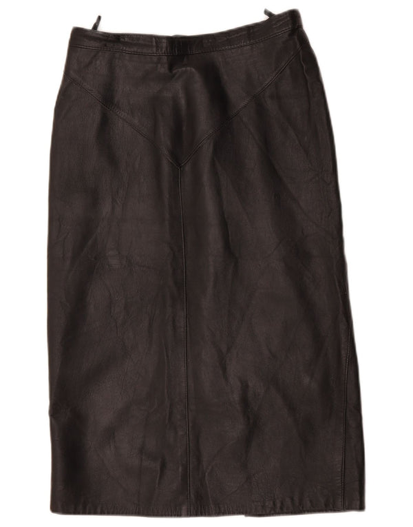Vintage ženska kožna suknja W28 srednje crna