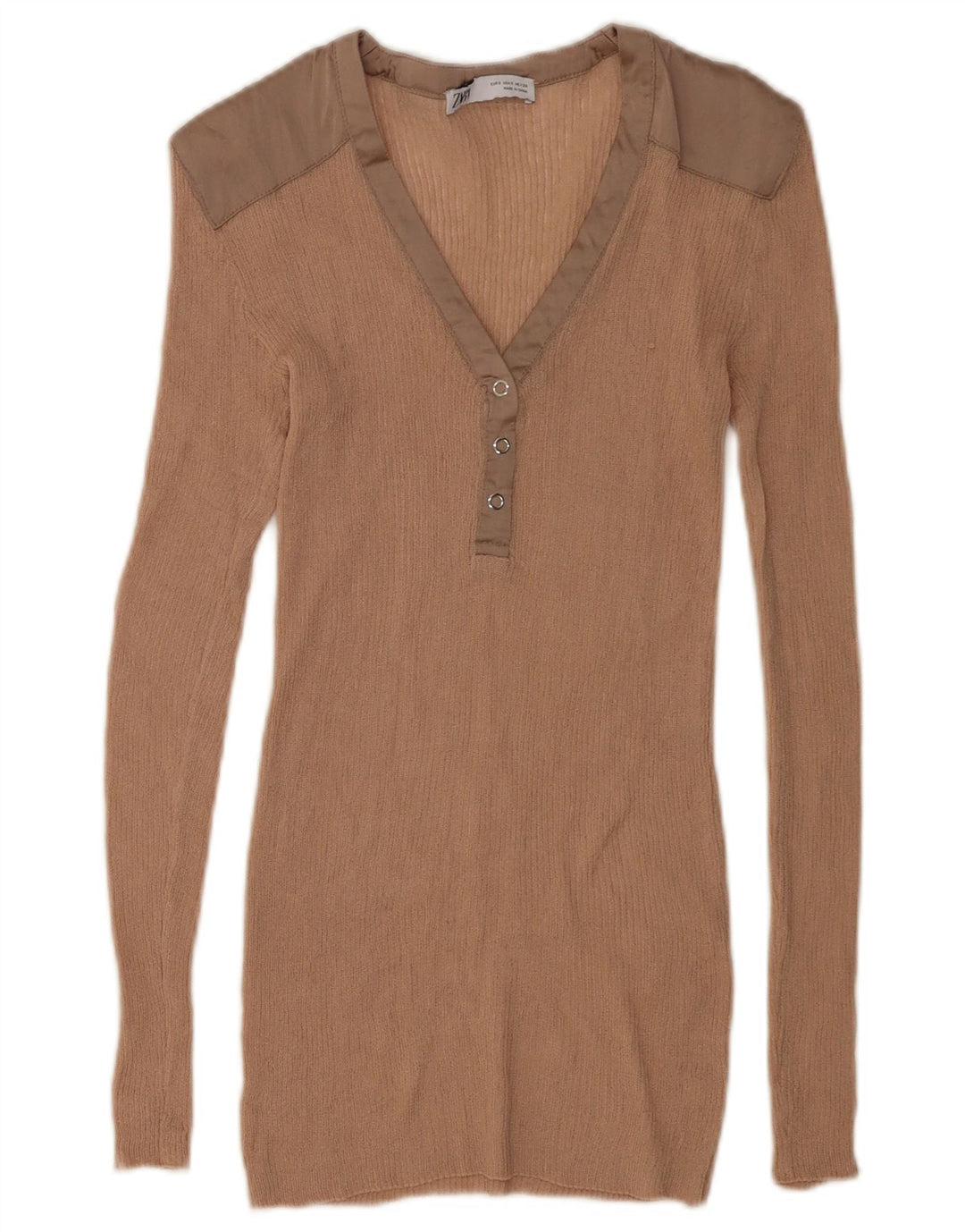 Zara ženska majica dugih rukava UK 10 Small Beige Colourblock