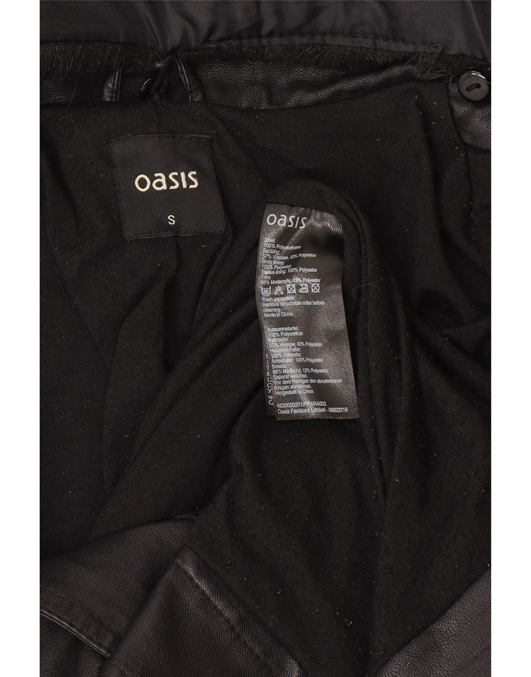 Oasis muška biciklistička jakna od umjetne kože UK 36 mala crna polietilen