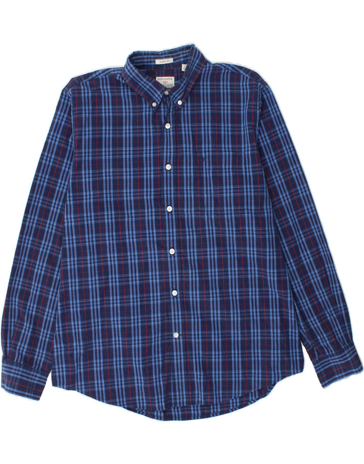 DOCKERS Mens Classic Fit Shirt Large Blue Check Cotton Vintage Dockers and Second-Hand Dockers from Messina Hembry 