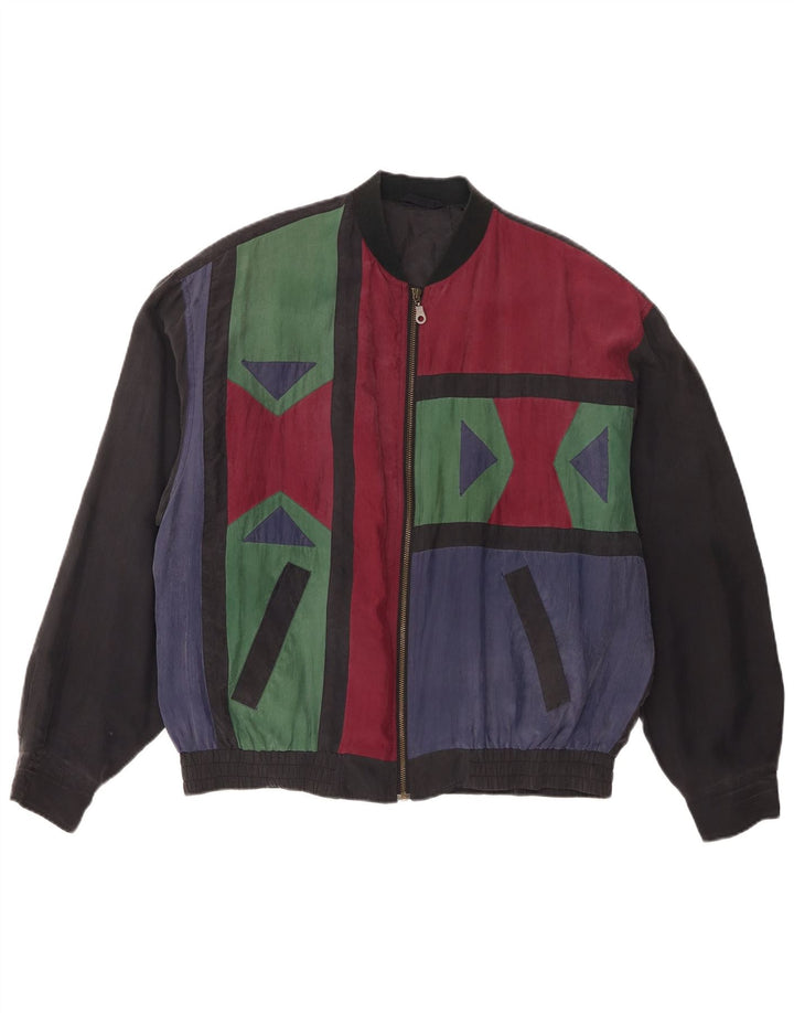 Vintage muška bomber jakna IT 48/50 srednje raznobojna geometrijska svila