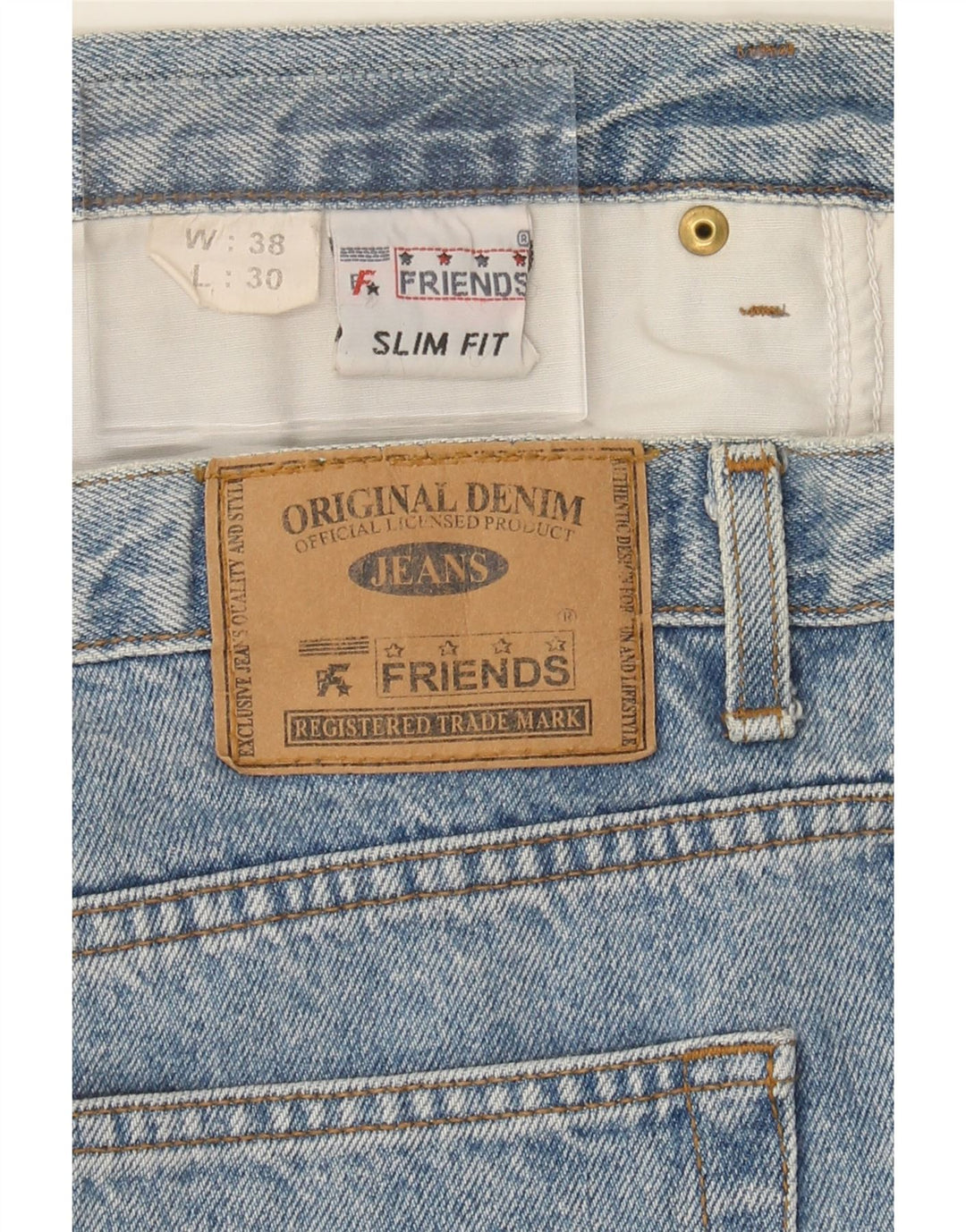 VINTAGE Mens Slim Jeans W38 L27 Blue Cotton Vintage Vintage and Second-Hand Vintage from Messina Hembry 