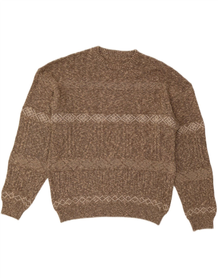 VINTAGE muški pulover s okruglim izrezom IT 56 2XL smeđe na pruge