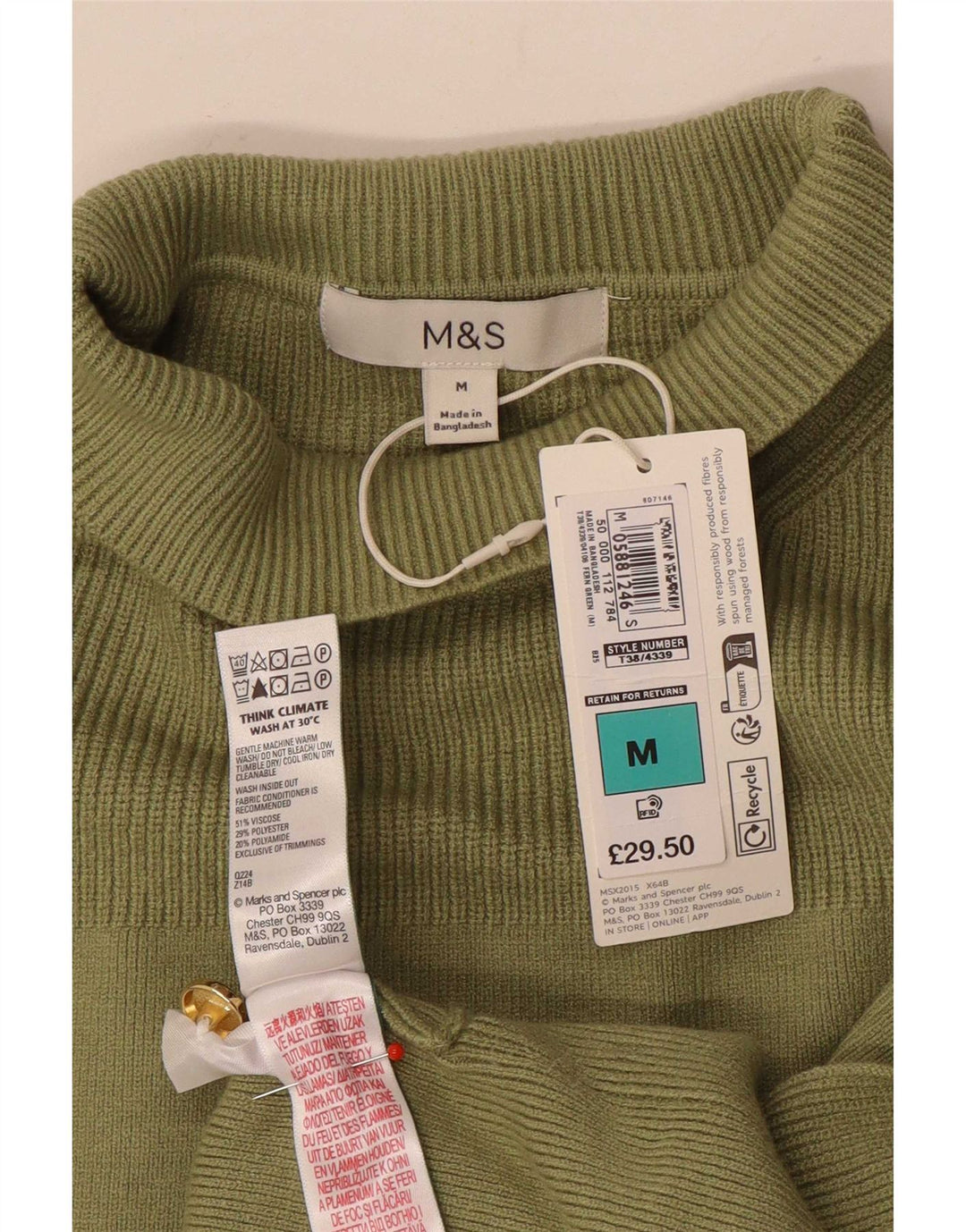 Marks & Spencer ženski džemper s kornjačičastim ovratnikom UK 14 Srednji kaki