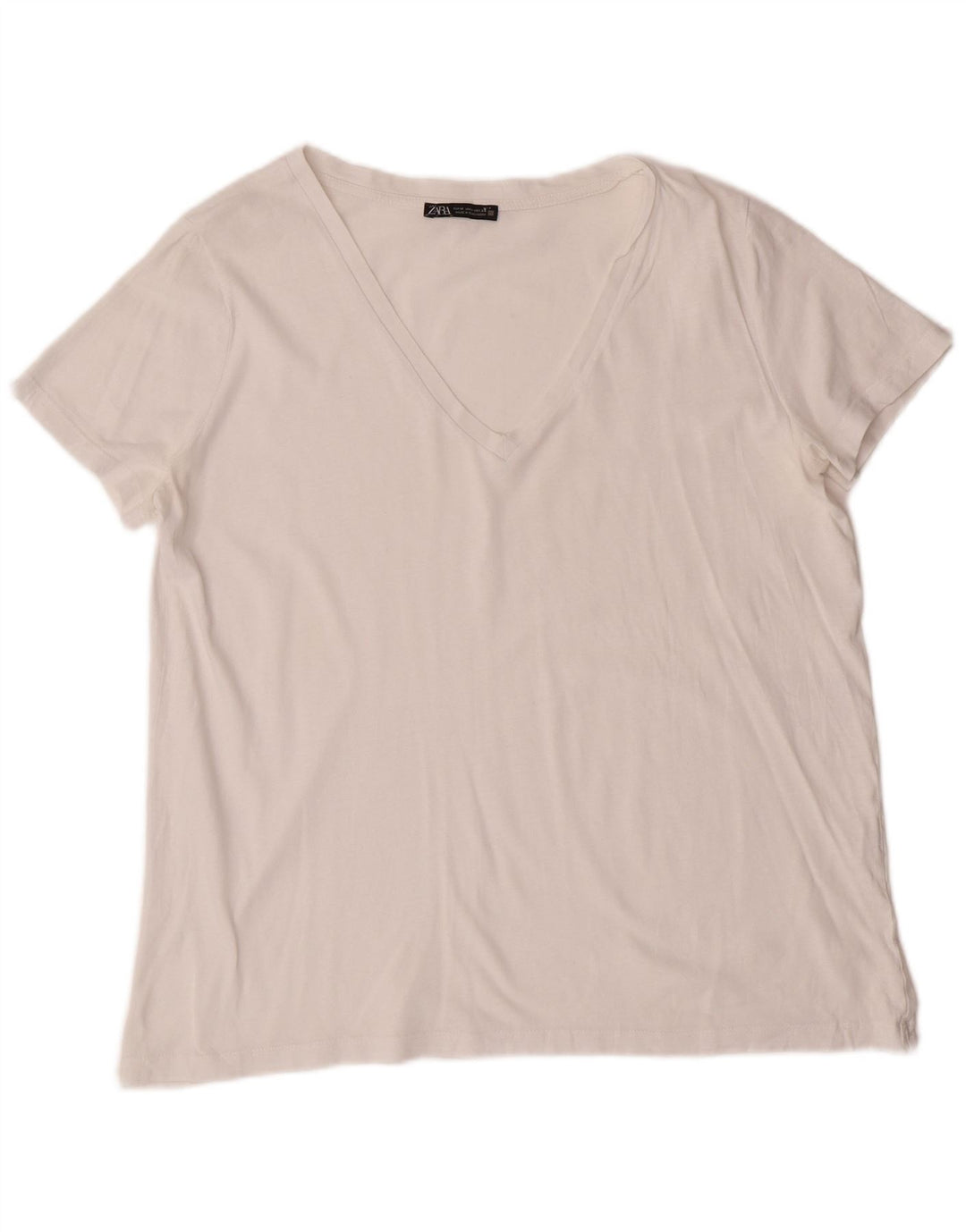 ZARA Womens T-Shirt Top UK 14 Medium White Cotton