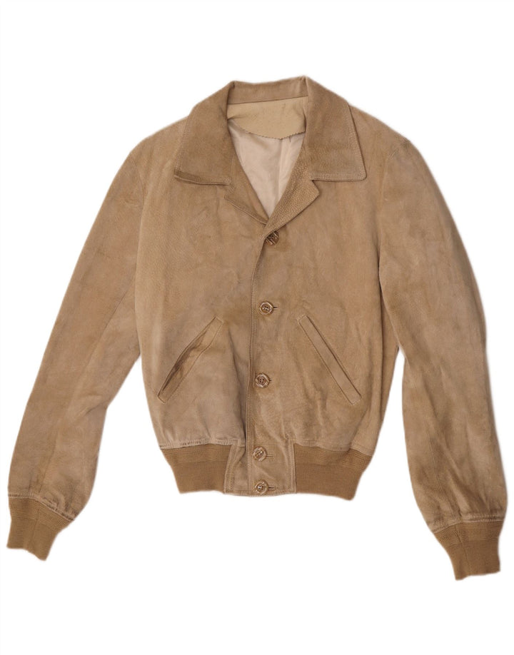 Vintage ženska bomber jakna od brušene kože IT 48 XL bež