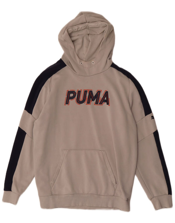 Puma muška majica s kapuljačom s kapuljačom, veliki sivi pamuk u blokovima boja