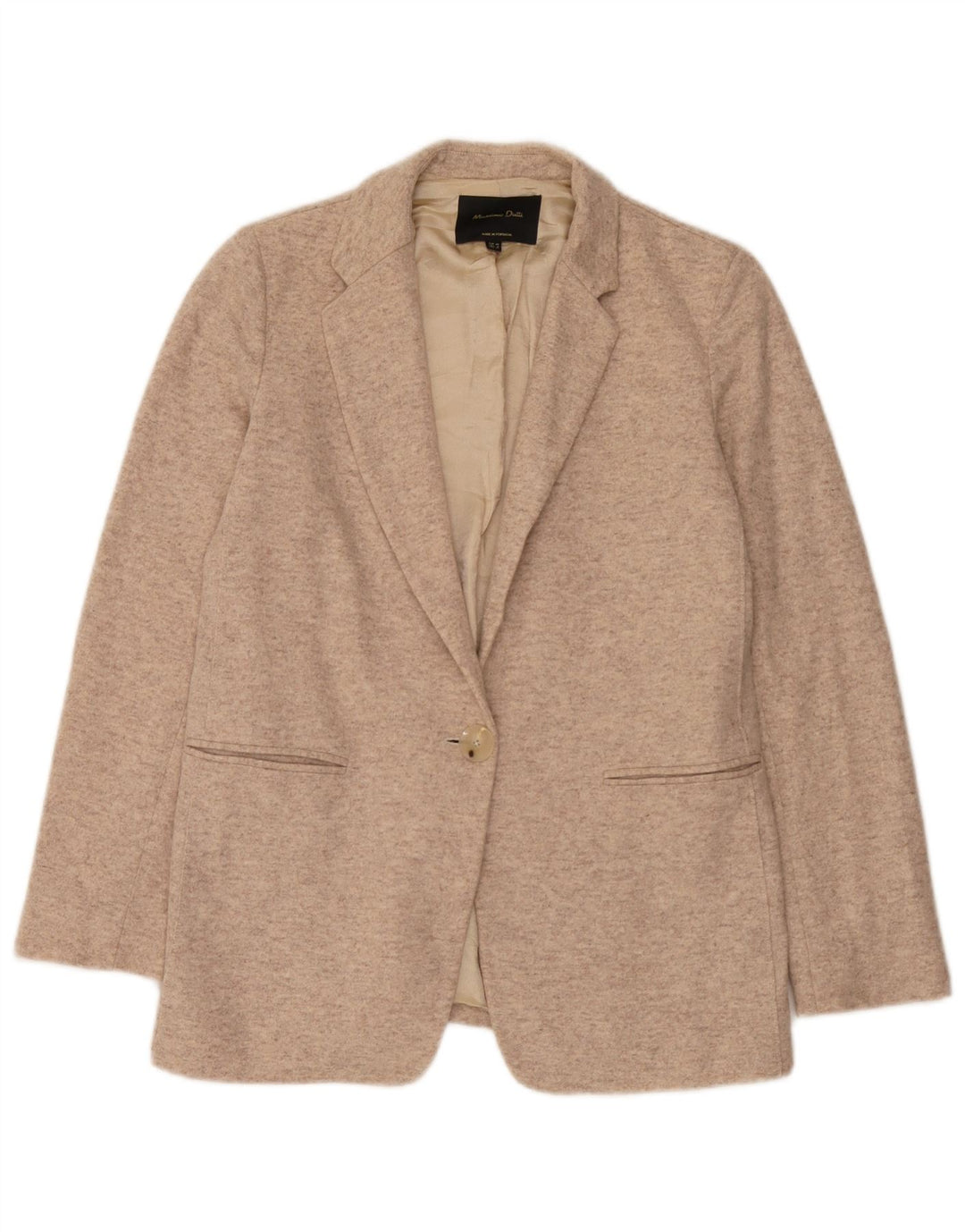 Ženska pletena jakna sa 1 gumbom Massimo Dutti EU 38 Mala bež flekasta