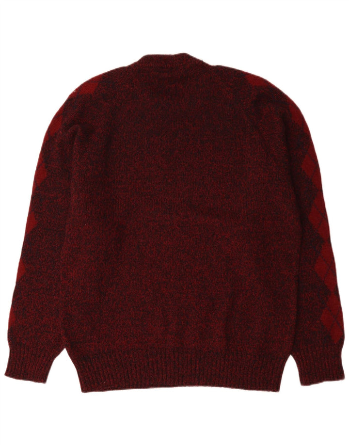S.Moritz muški džemper s okruglim izrezom Mali tamnocrveni Argyle/Diamond Wool