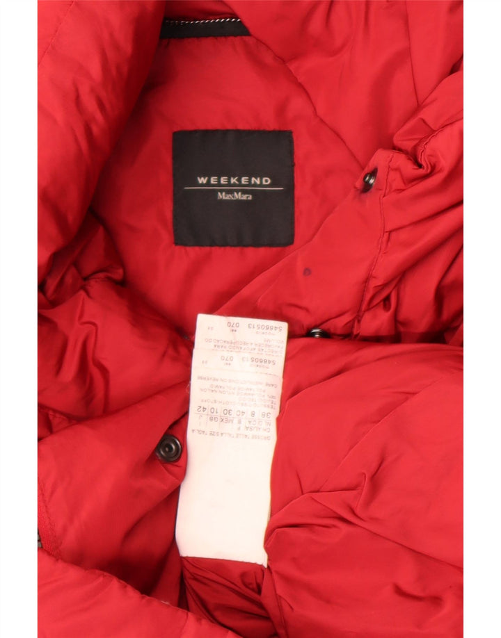 Max Mara ženska vikend prevelika podstavljena jakna UK 10 Mala crvena najlonska