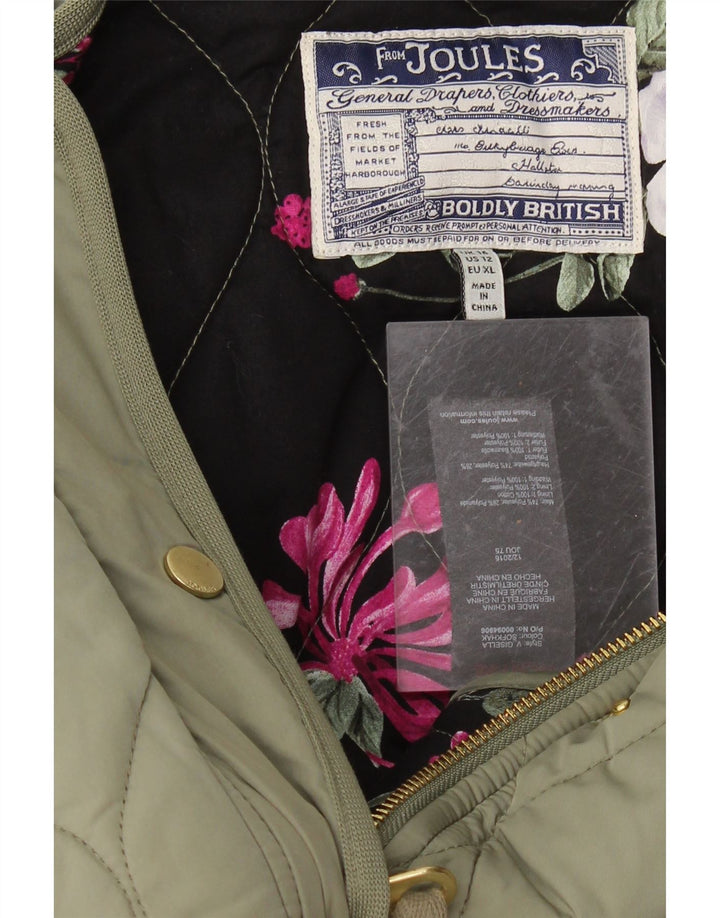 JOULES Womens Quilted Jacket UK 16 Large Green Polyester