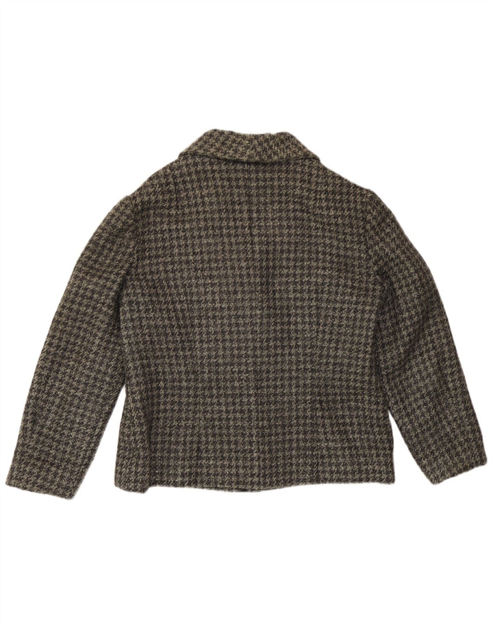 Vintage ženski sako s 3 gumba UK 14 srednje siva houndstooth