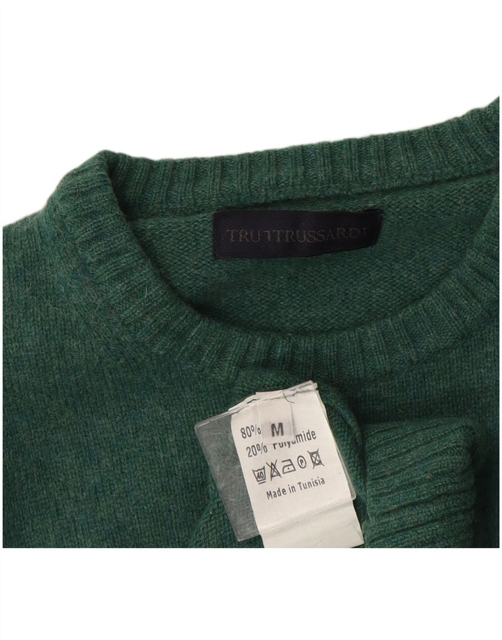 Trussardi muški džemper s okruglim izrezom srednje zelene vune