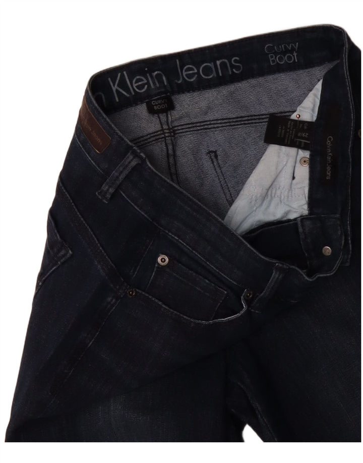 Ženske traperice Calvin Klein Bootcut US 8 srednje W29 L31 tamnoplavi pamuk